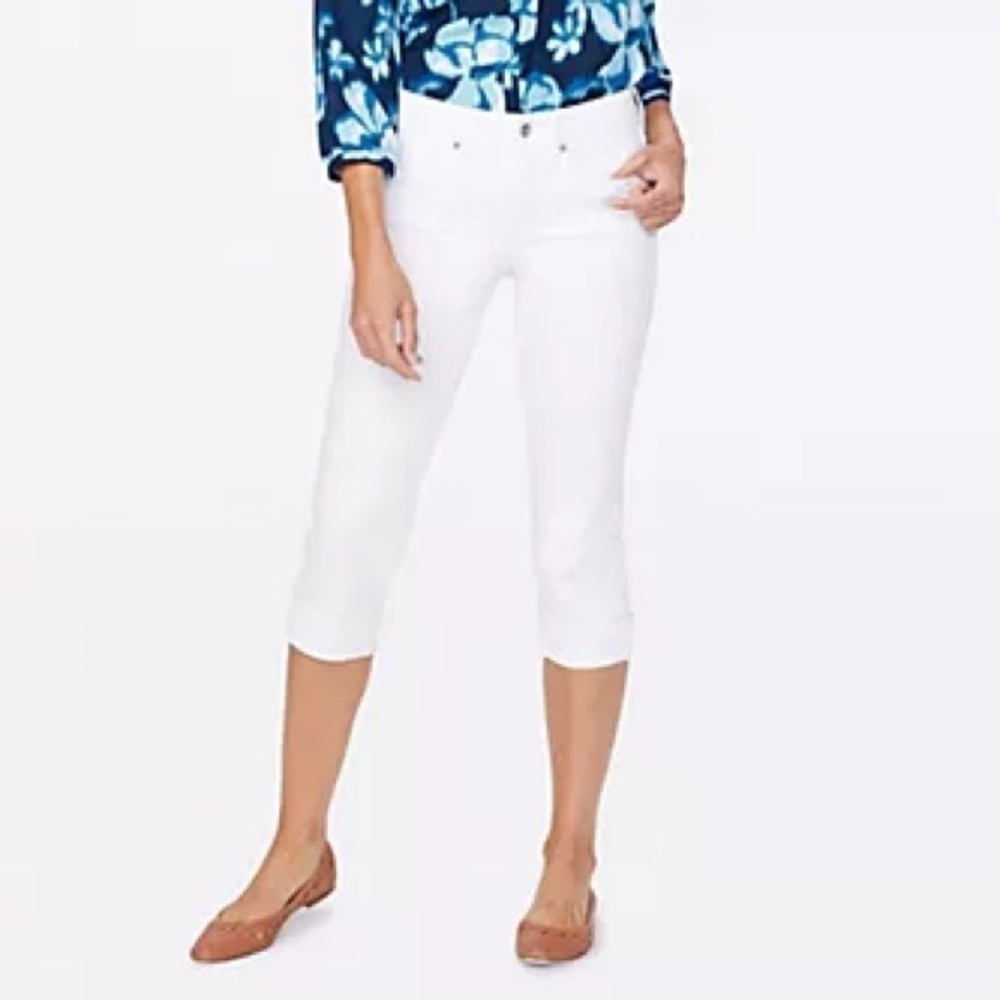 New NYDJ Sz 8P Marilyn Crop with Fray Cuff - Optic White